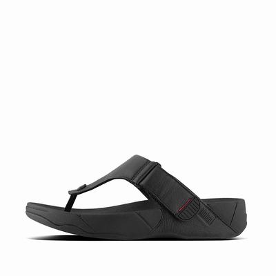 Fitflop Trakk II Leather Toe-Post - Sandalen Herren - Schwarz (PAU425608)